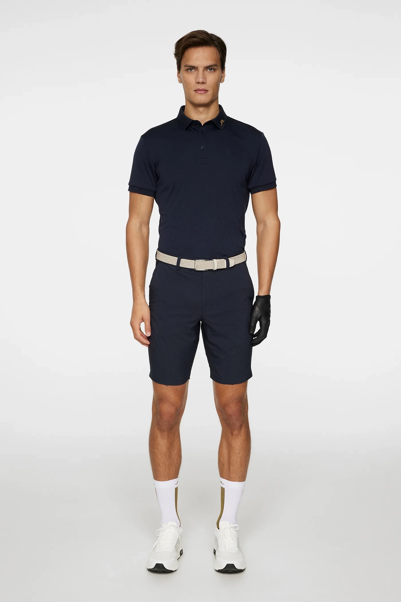 J.Lindeberg Mens Reg Fit KV Print Polo - TOUR NAVY /TIGER BROWN J.Lindeberg Men's Apparel