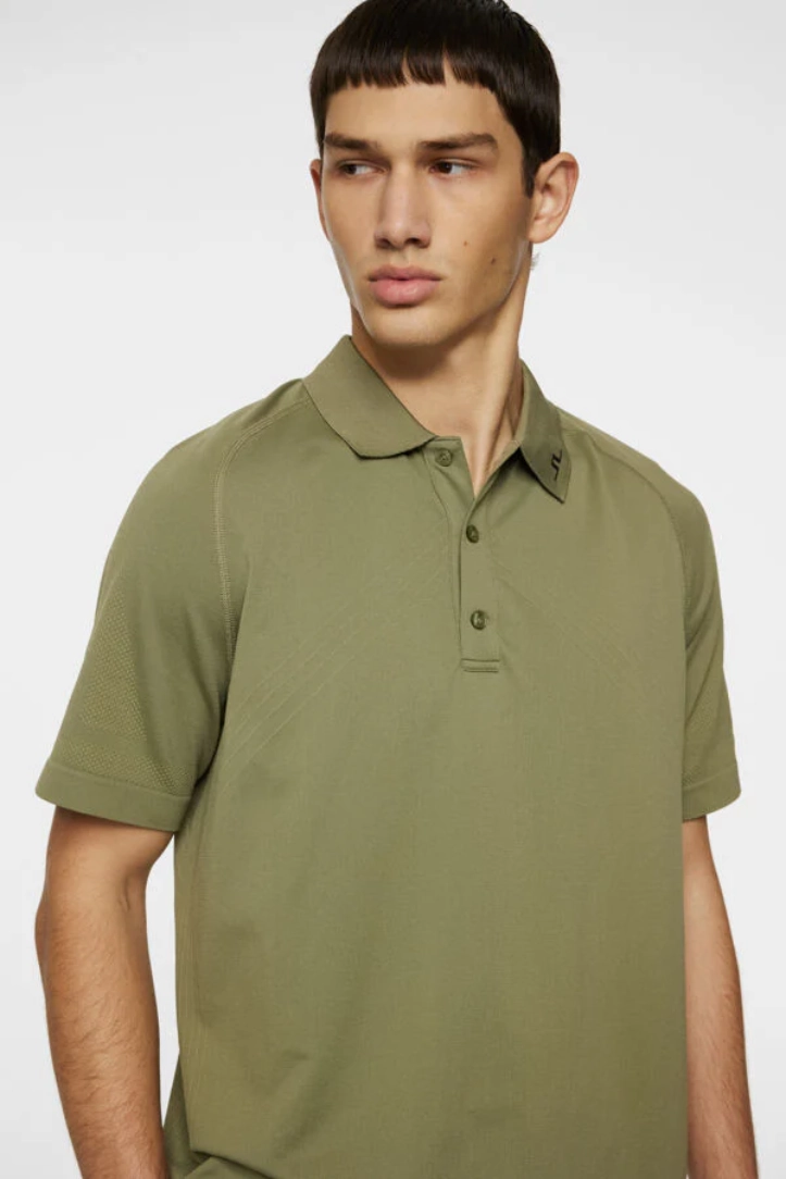 J.Lindeberg Mens Reg Fit Sanny Seamless Polo - OIL GREEN J.Lindeberg Men's Apparel