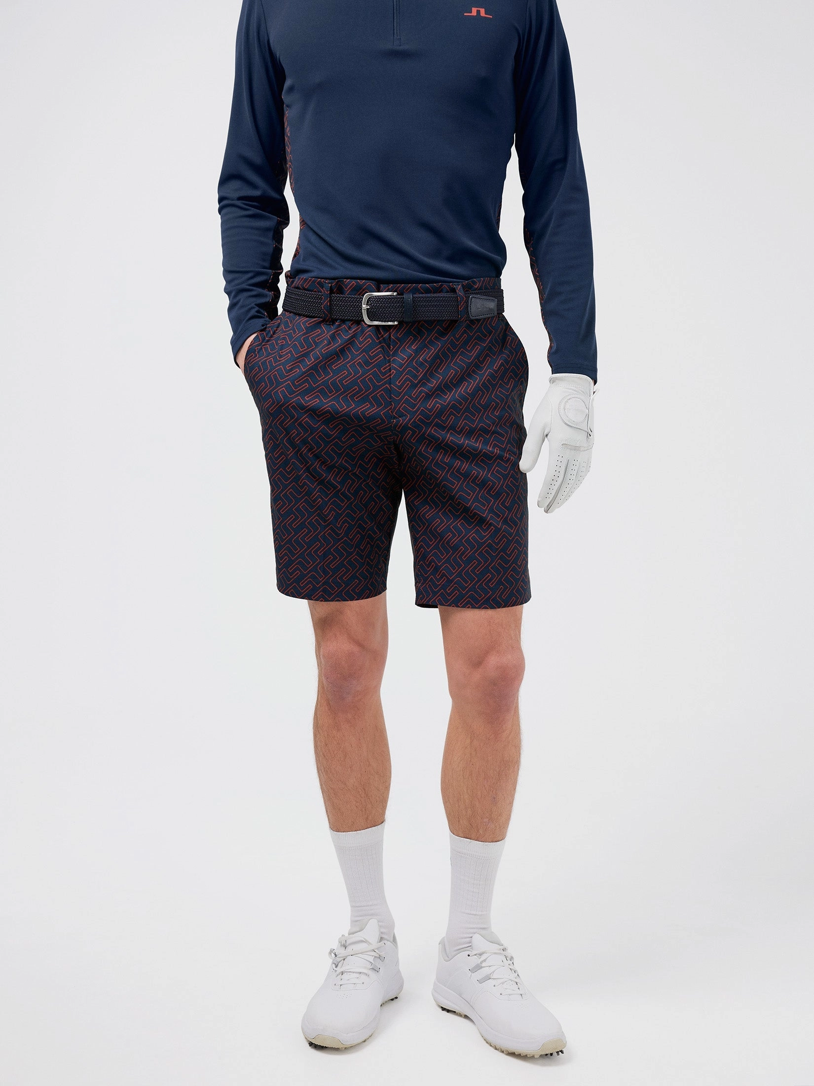 J.Lindeberg Mens Tim Golf Shorts - KETCHUP BRIDGE MONOGRAM J.Lindeberg Men's Apparel