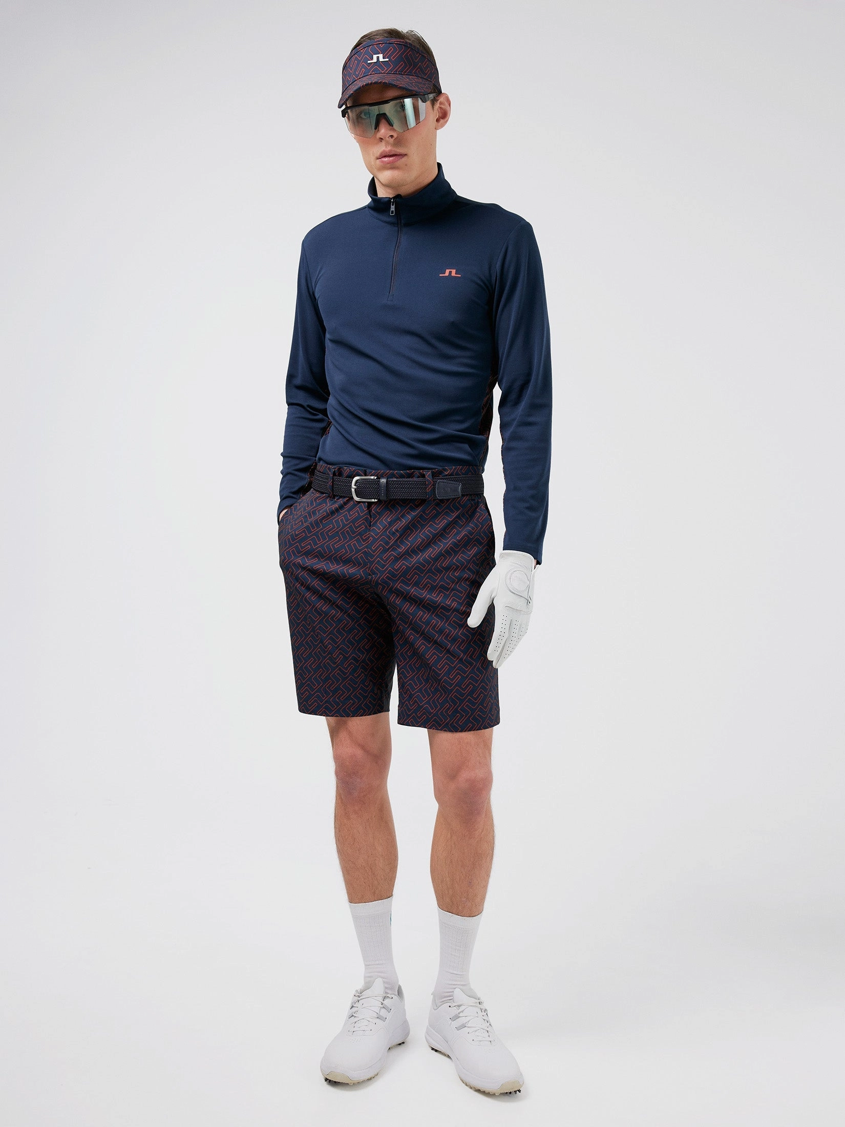 J.Lindeberg Mens Tim Golf Shorts - KETCHUP BRIDGE MONOGRAM J.Lindeberg Men's Apparel