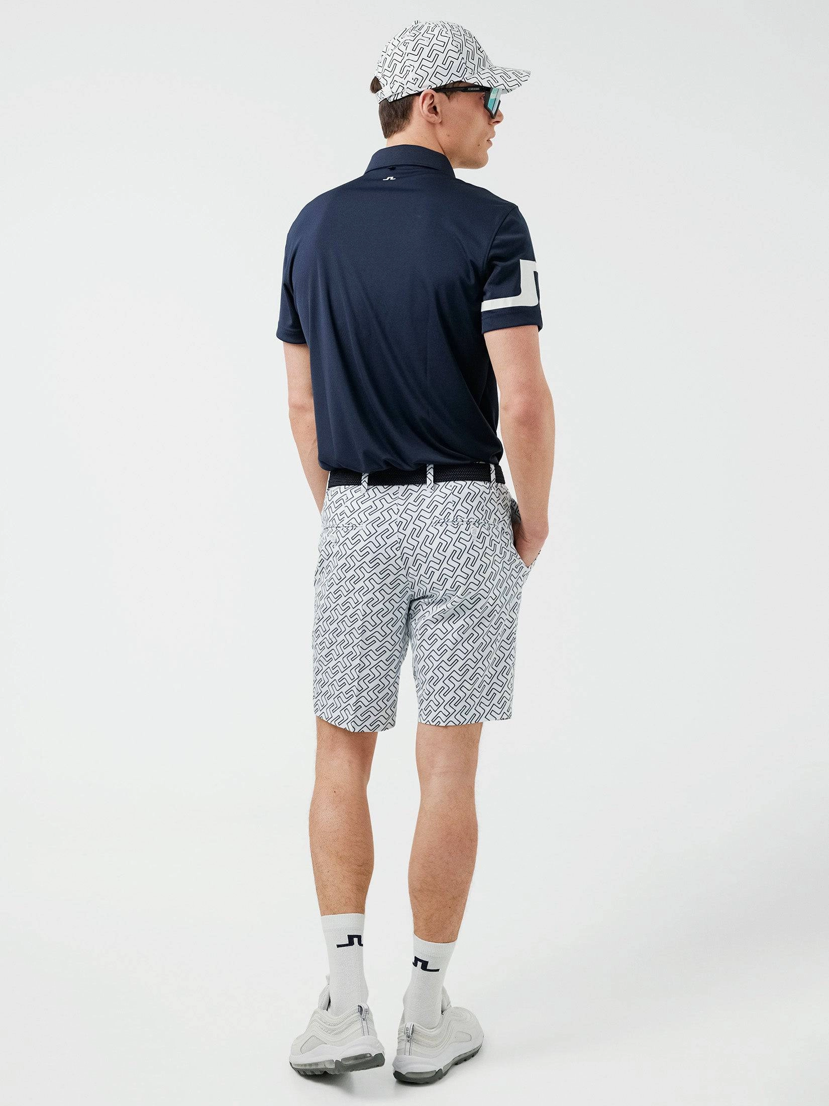 J.Lindeberg Mens Tim Golf Shorts - NAVY BRIDGE MONOGRAM J.Lindeberg Men's Apparel