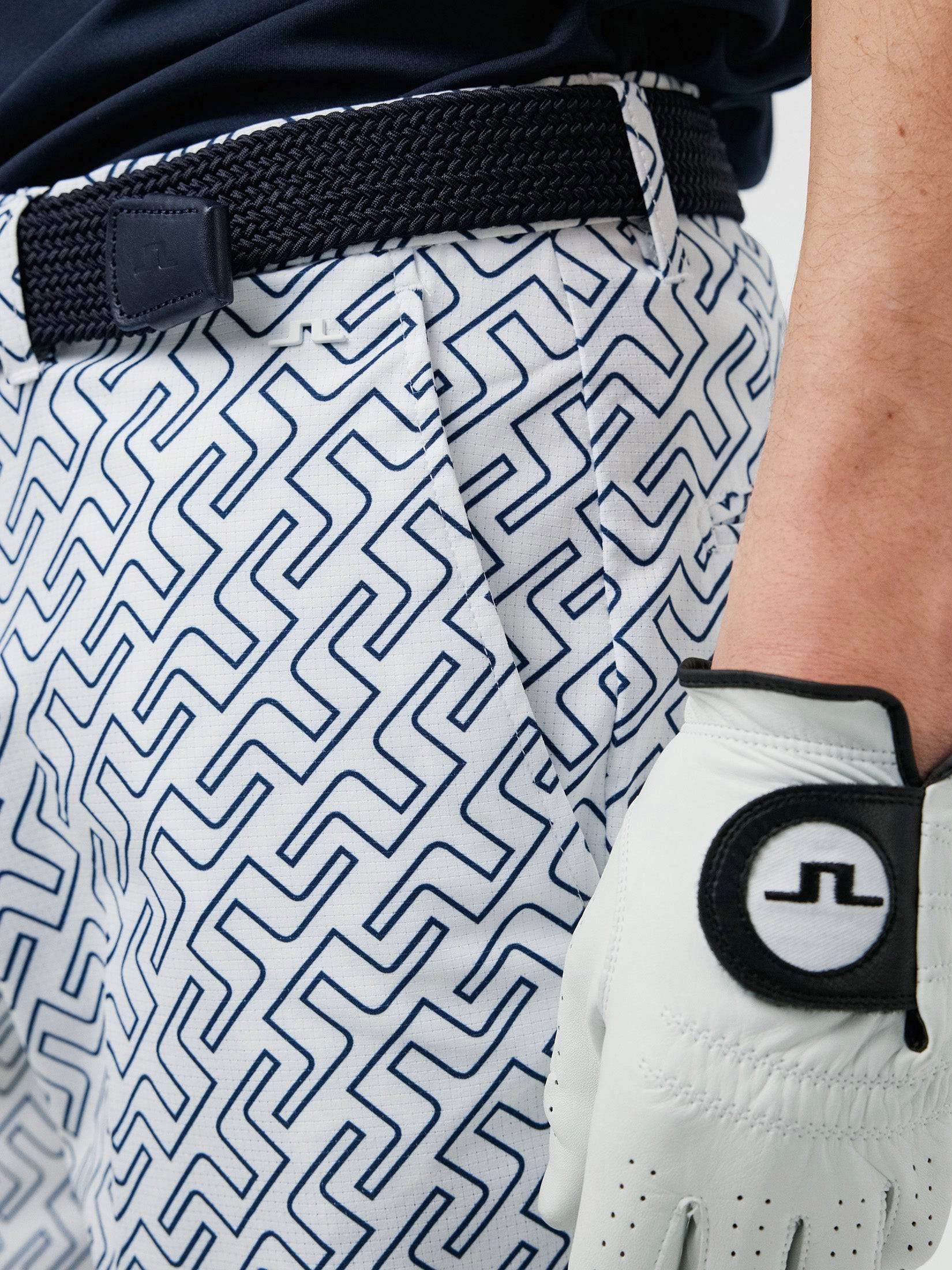 J.Lindeberg Mens Tim Golf Shorts - NAVY BRIDGE MONOGRAM J.Lindeberg Men's Apparel