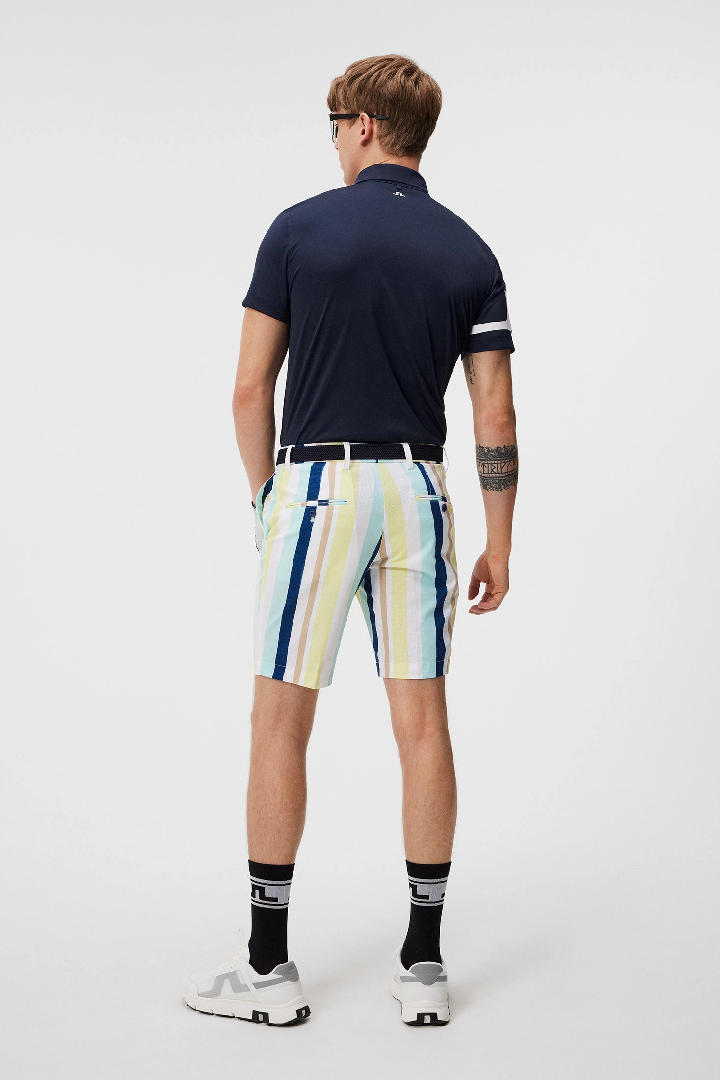 J.Lindeberg Mens Tim Print Shorts - Painted Stripe Wax Yellow J.Lindeberg Men's Apparel