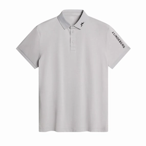 J.Lindeberg Mens TOUR TECH Polo - LIGHT GREY MELANGE J.Lindeberg men's golf clothing
