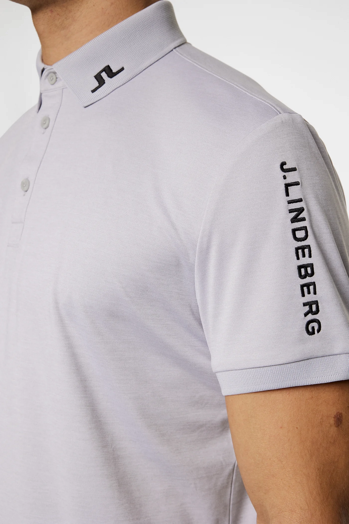 J.Lindeberg Mens TOUR TECH Polo - LIGHT GREY MELANGE J.Lindeberg Men's Apparel