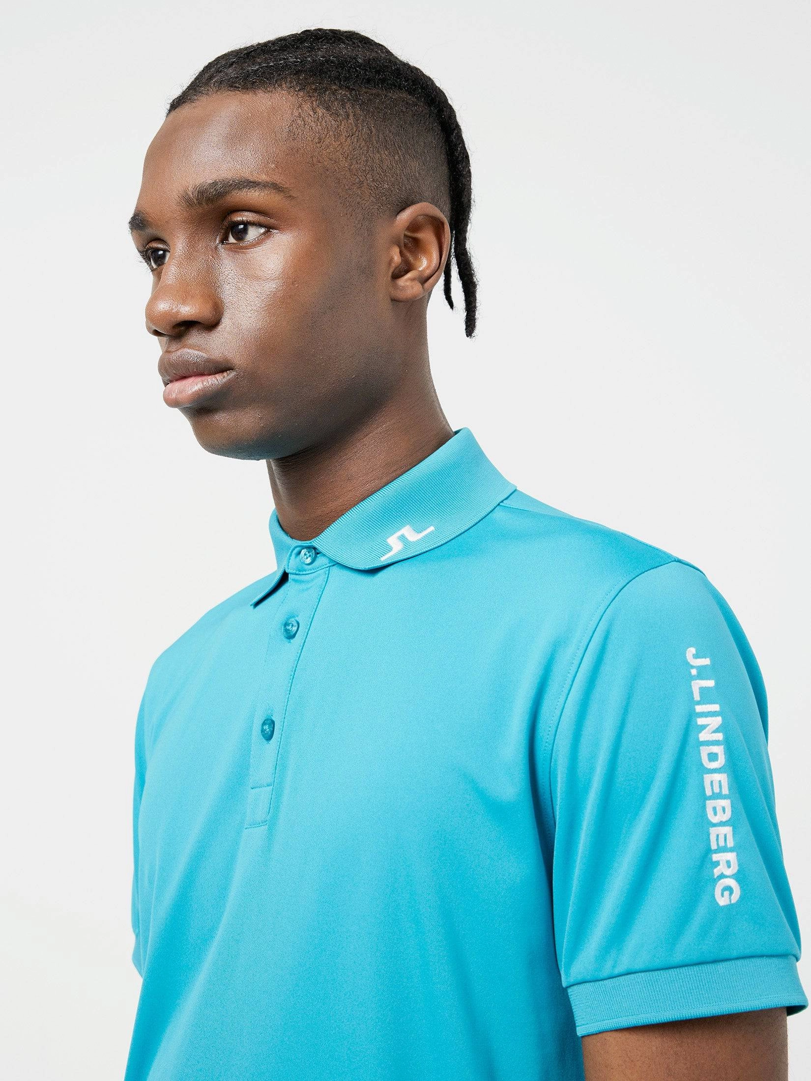 J.Lindeberg Mens Tour Tech Reg Fit Golf Polo - ENAMEL BLUE J.Lindeberg men's golf clothing