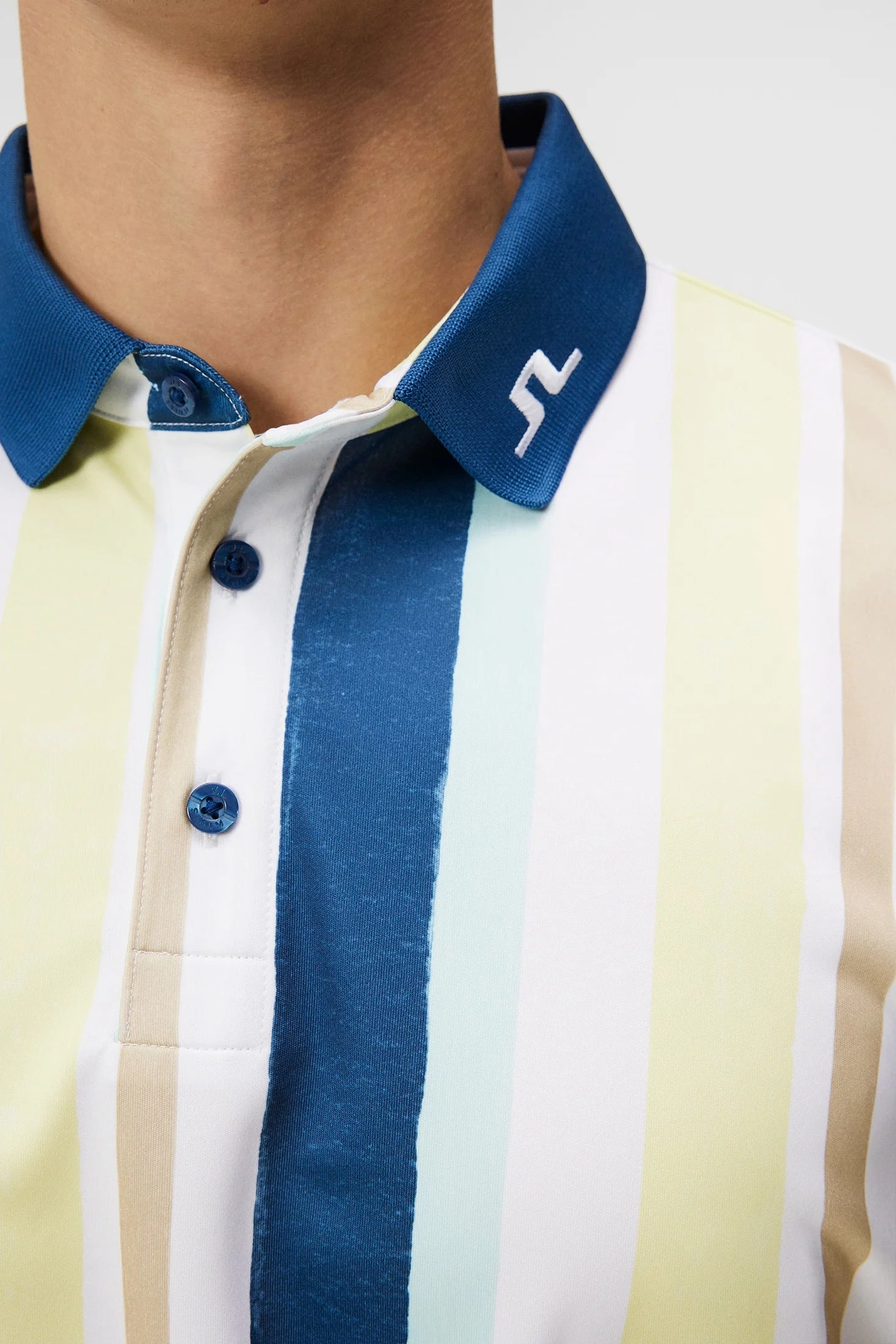 J.Lindeberg Mens Tour Tech Regular Fit Print Polo - PAINTED STRIPE WAX YELLOW J.Lindeberg Men's Apparel