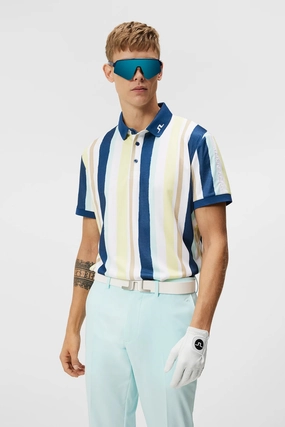 J.Lindeberg Mens Tour Tech Regular Fit Print Polo - PAINTED STRIPE WAX YELLOW J.Lindeberg men's golf clothing