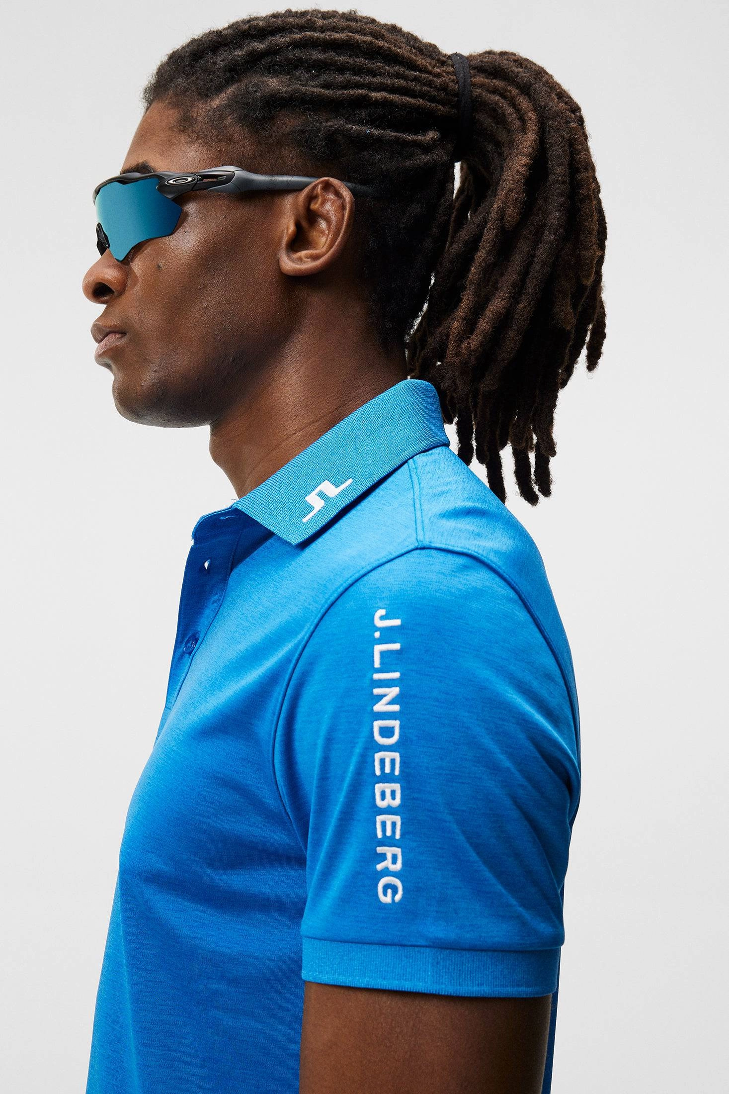J.Lindeberg Mens Tour Tech Slim Fit Polo - LAPIS BLUE MELANGE J.Lindeberg Men's Apparel