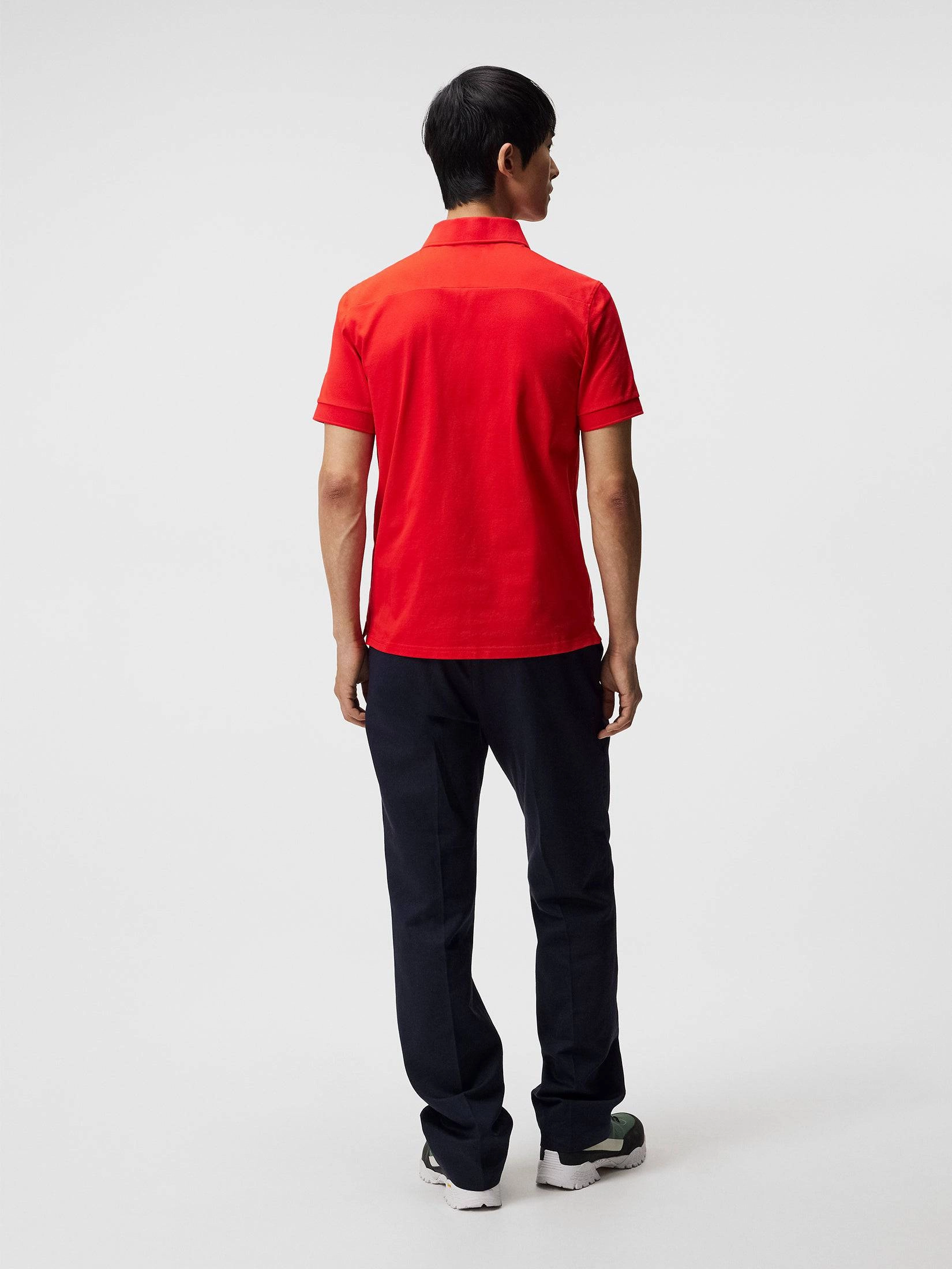 J.Lindeberg Mens Troy Polo Shirt - FIERY RED J.Lindeberg Men's Apparel