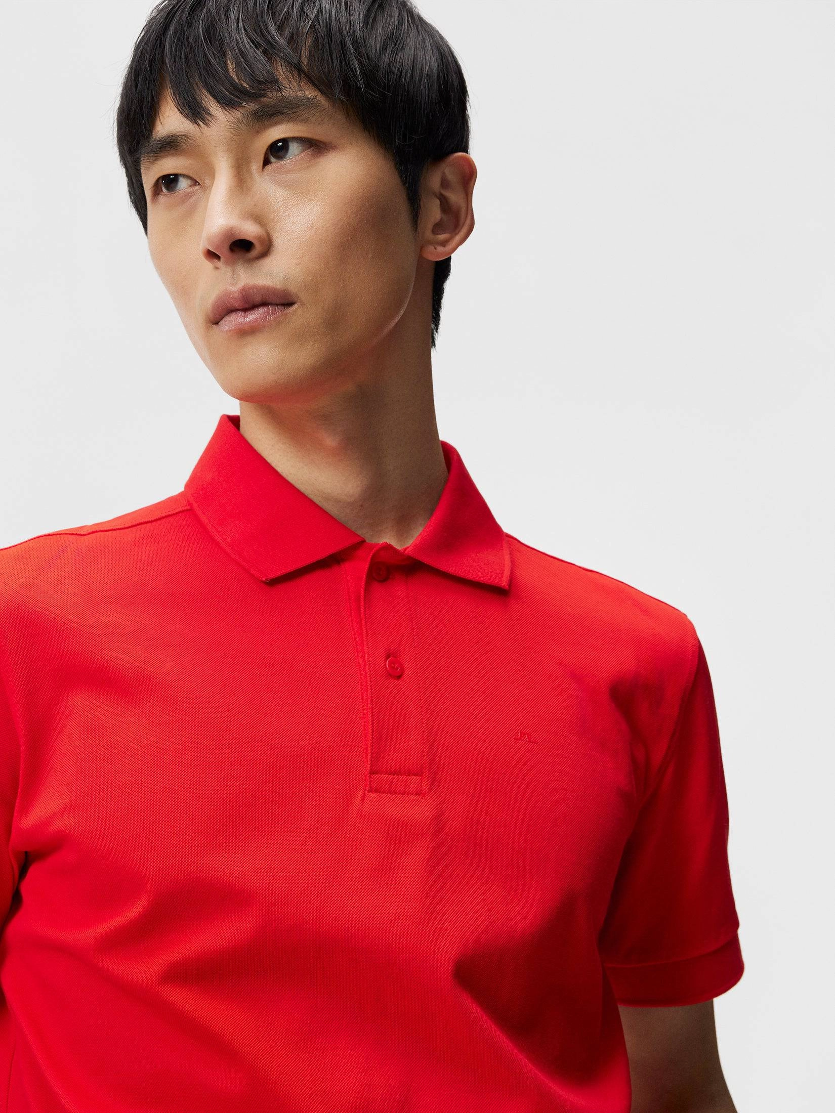 J.Lindeberg Mens Troy Polo Shirt - FIERY RED J.Lindeberg Men's Apparel