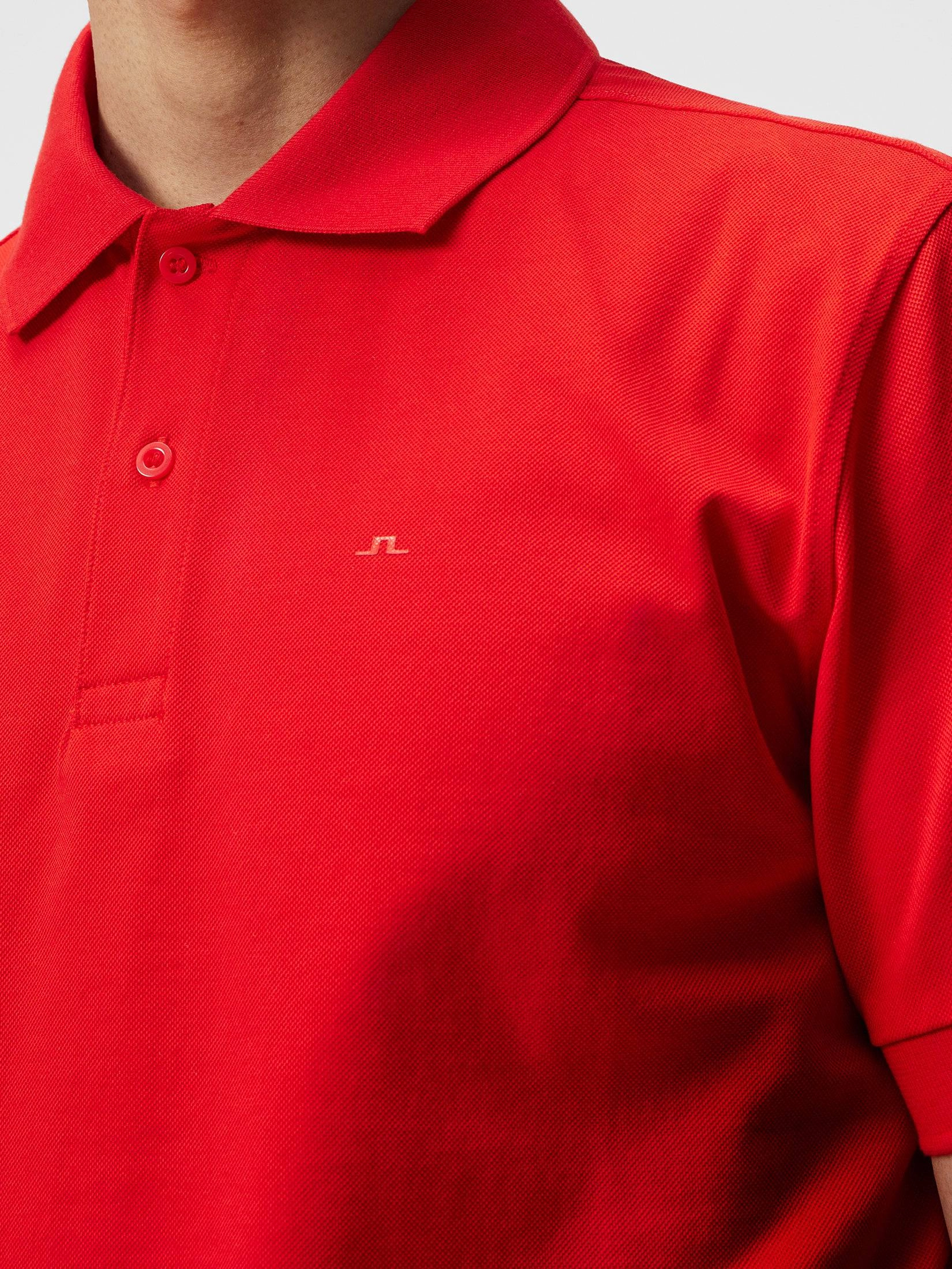 J.Lindeberg Mens Troy Polo Shirt - FIERY RED J.Lindeberg Men's Apparel