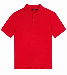 J.Lindeberg Mens Troy Polo Shirt - FIERY RED J.Lindeberg men's golf clothing
