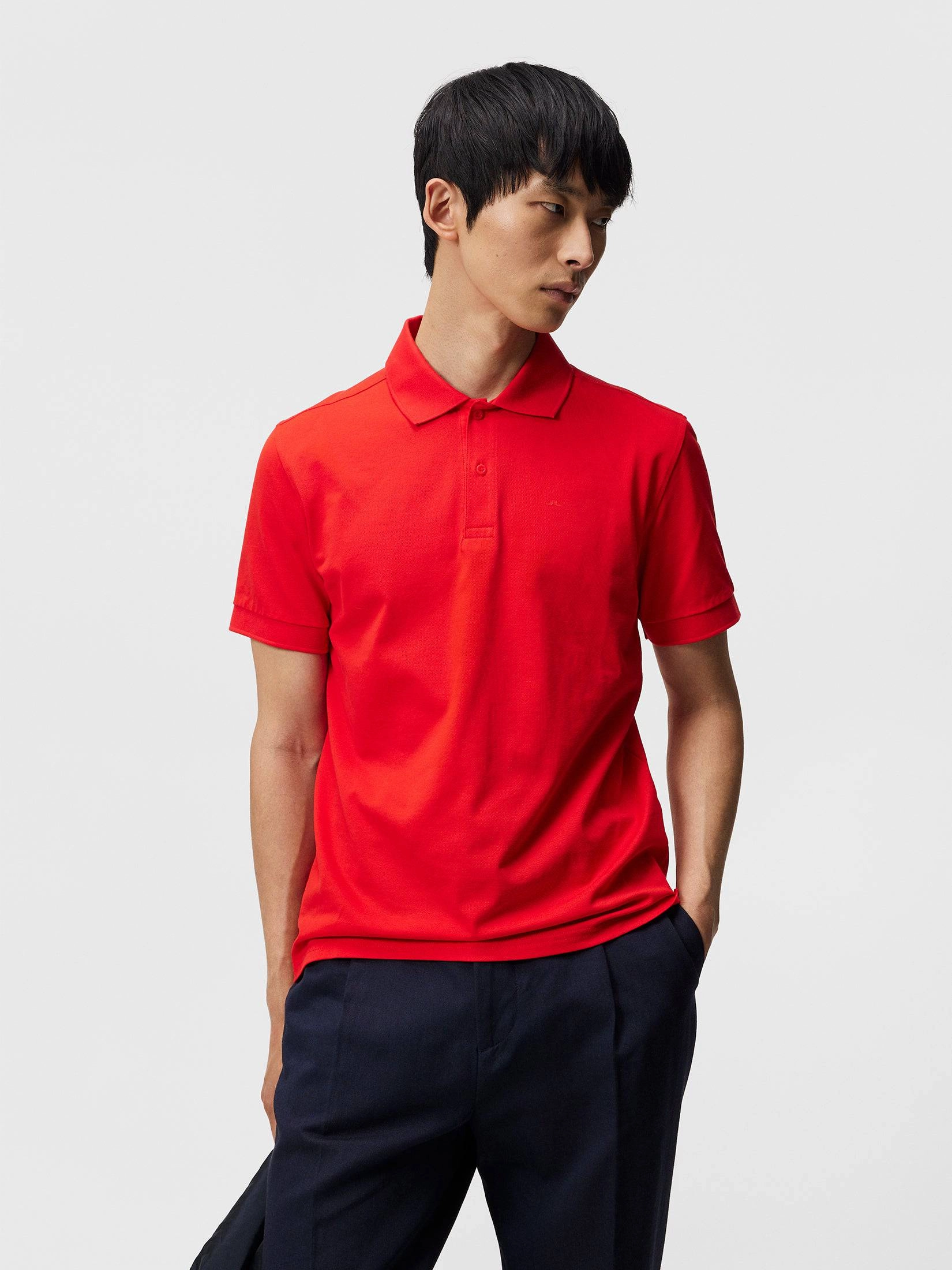 J.Lindeberg Mens Troy Polo Shirt - FIERY RED J.Lindeberg Men's Apparel