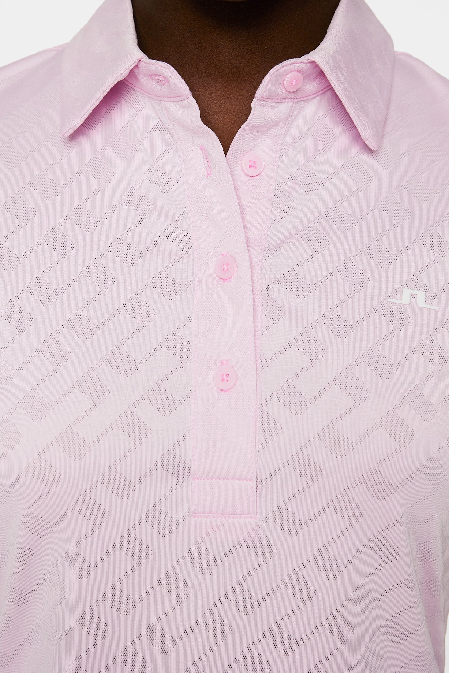 J.Lindeberg Women's ALAYA Jacquard Polo - NOSEGAY PINK J.Lindeberg men's golf clothing