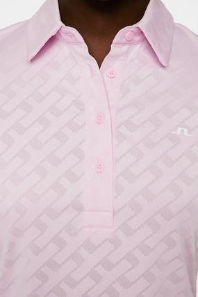 J.Lindeberg Women's ALAYA Jacquard Polo - NOSEGAY PINK J.Lindeberg men's golf clothing