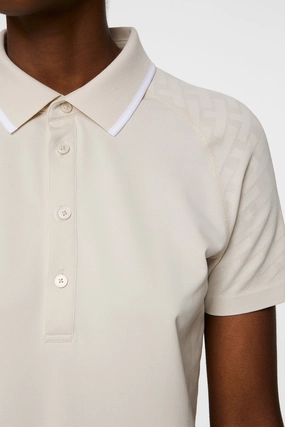 J.Lindeberg Women's BAILEY Seamless Polo - TOUR JACQUARD MOONBEAM J.Lindeberg men's golf clothing