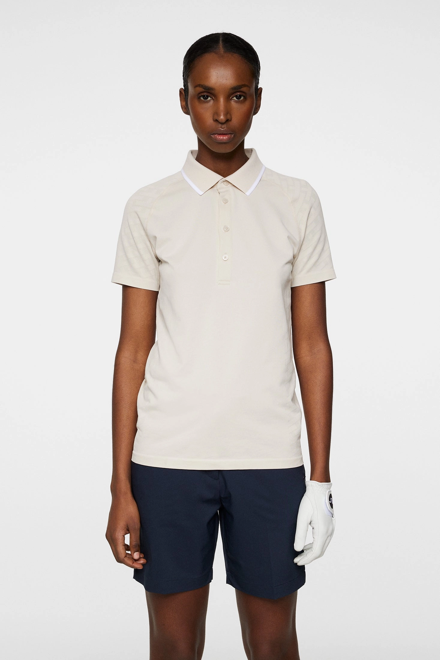 J.Lindeberg Women's BAILEY Seamless Polo - TOUR JACQUARD MOONBEAM J.Lindeberg Men's Apparel