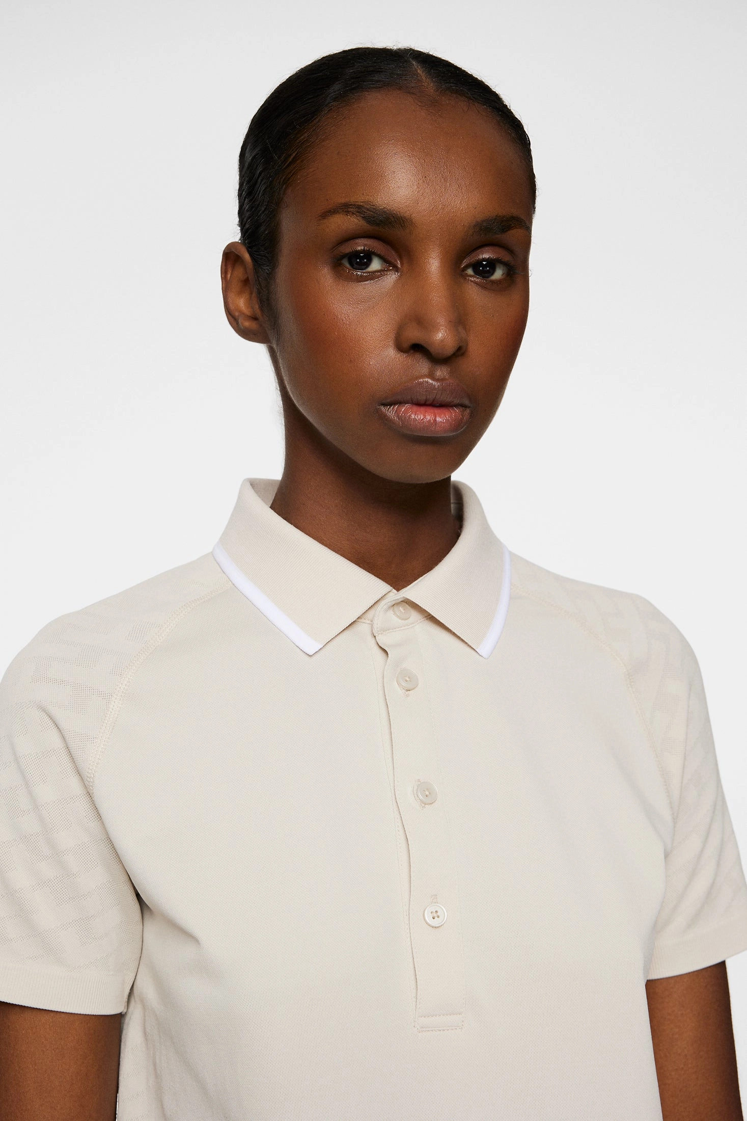 J.Lindeberg Women's BAILEY Seamless Polo - TOUR JACQUARD MOONBEAM J.Lindeberg Men's Apparel