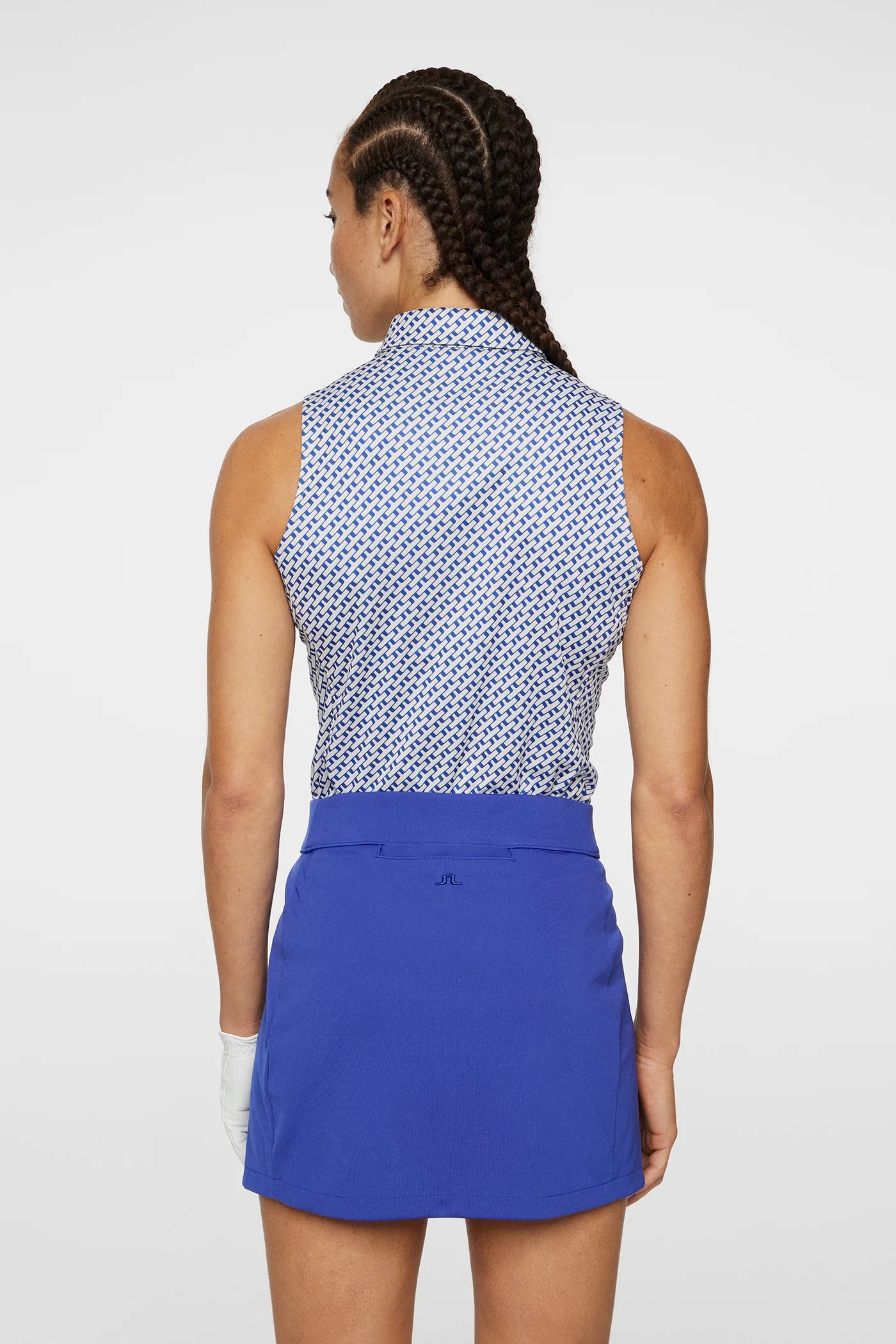 J.Lindeberg Women's DENA Print Sleeveless Polo - TOUR GEO MOONBEAM J.Lindeberg Men's Apparel