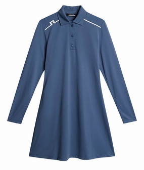 J.Lindeberg Women's GIZELLE Long Sleeve Dress - VINTAGE INDIGO J.Lindeberg men's golf clothing
