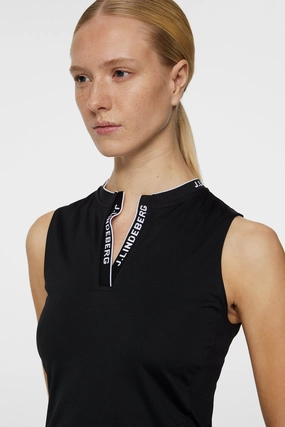 J.Lindeberg Women's LEYA Sleeveless Polo - BLACK J.Lindeberg men's golf clothing