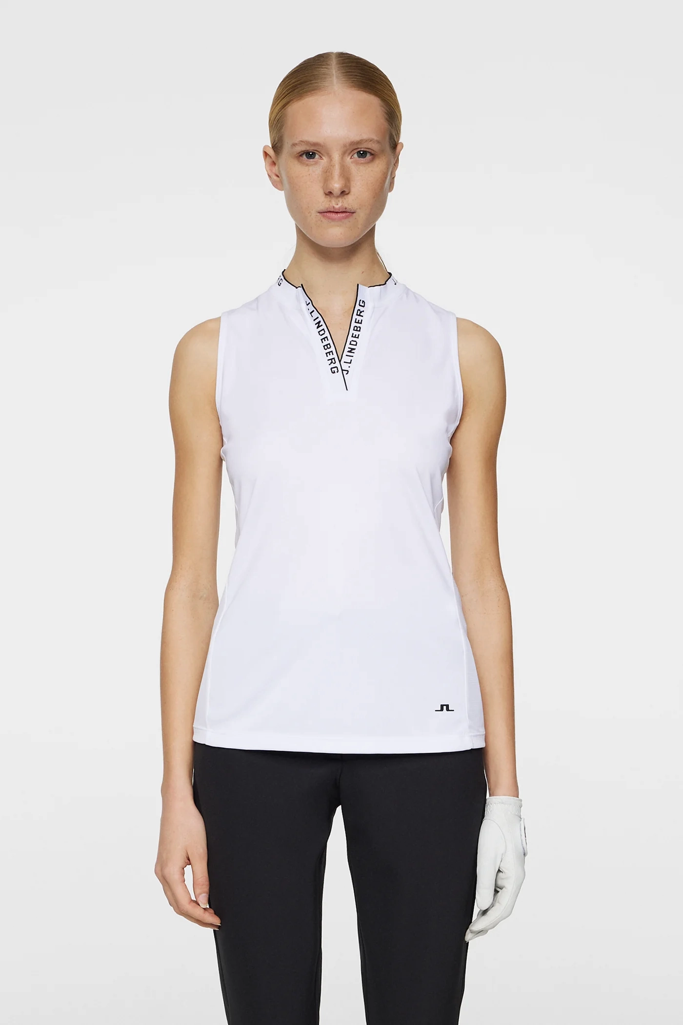 J.Lindeberg Women's LEYA Sleeveless Polo - WHITE J.Lindeberg men's golf clothing
