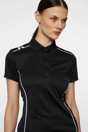 J.Lindeberg Women's LEYLA Polo - BLACK J.Lindeberg men's golf clothing