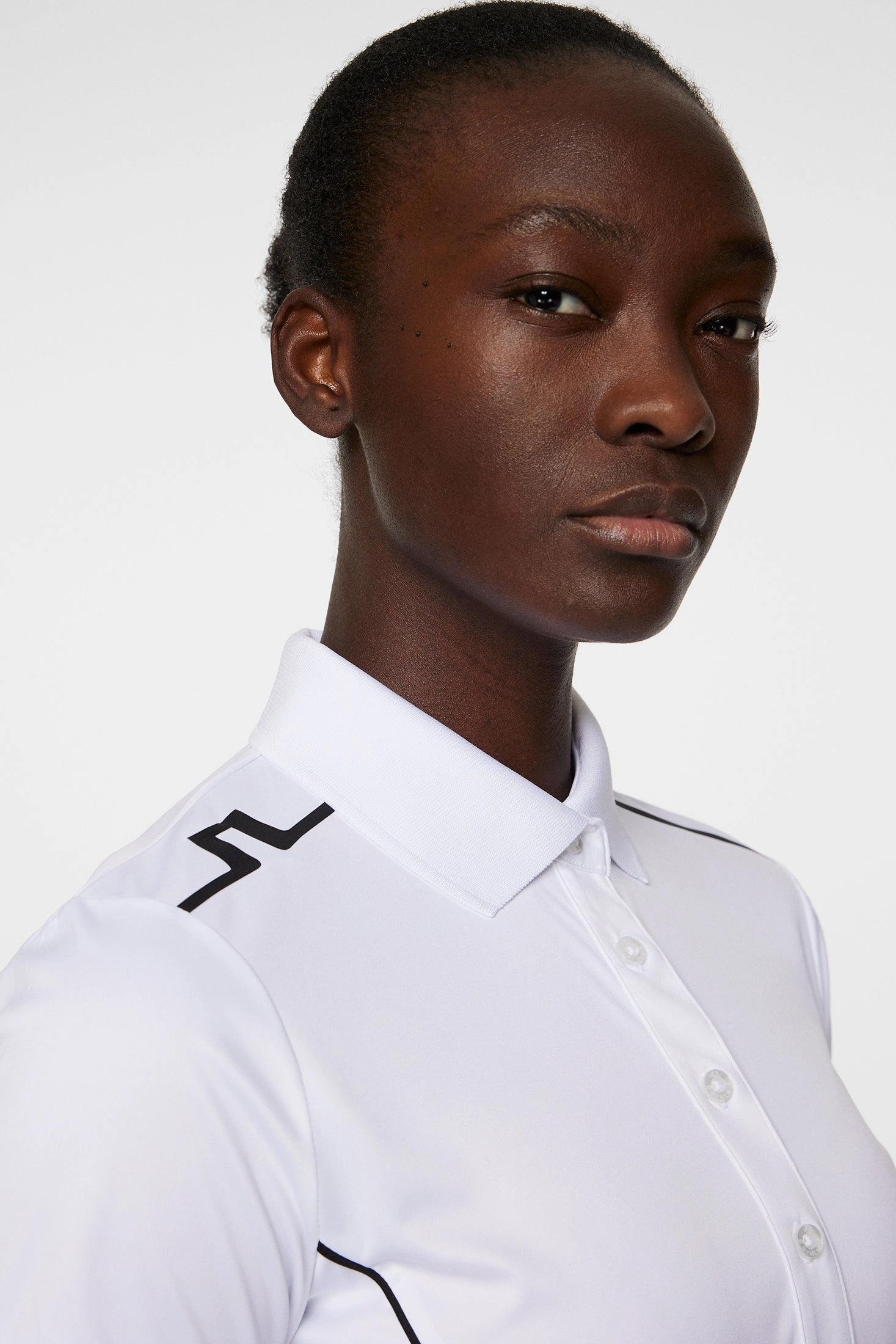 J.Lindeberg Women's LEYLA Polo - WHITE J.Lindeberg men's golf clothing