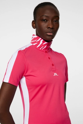J.Lindeberg Women's PIP Polo - AZALEA J.Lindeberg men's golf clothing