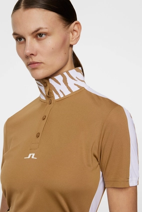 J.Lindeberg Women's PIP Polo - TIGERS EYE J.Lindeberg men's golf clothing