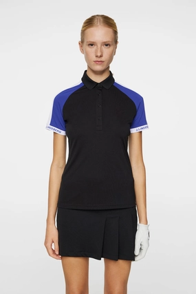 J.Lindeberg Women's PRIYA Polo - BLACK J.Lindeberg men's golf clothing