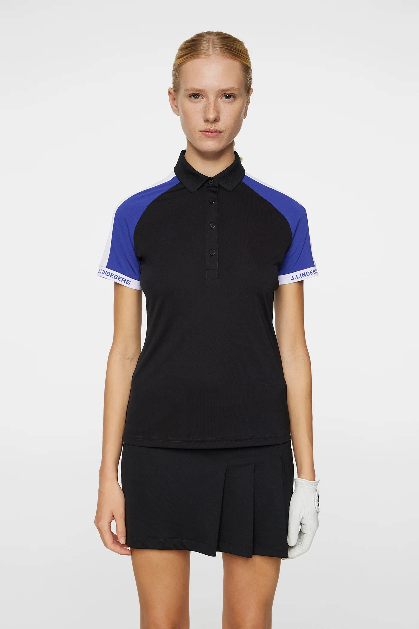 J.Lindeberg Women's PRIYA Polo - BLACK J.Lindeberg men's golf clothing