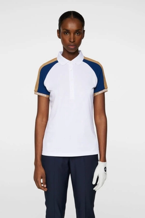 J.Lindeberg Women's PRIYA Polo - WHITE J.Lindeberg men's golf clothing