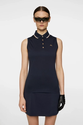 J.Lindeberg Women's SWING Sleeveless Polo - JL NAVY J.Lindeberg men's golf clothing