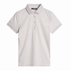 J.Lindeberg Women's TOUR TECH PRINT Polo - TOPO GREY LILAC J.Lindeberg men's golf clothing