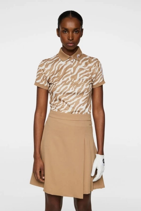 J.Lindeberg Women's TOUR TECH PRINT Polo - TOUR TIGERS EYE J.Lindeberg men's golf clothing