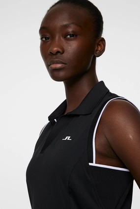 J.Lindeberg Women's VIOLA Sleeveless Polo - BLACK J.Lindeberg men's golf clothing