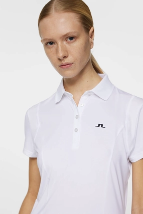 J.Lindeberg Women's ZURI Polo - WHITE J.Lindeberg men's golf clothing