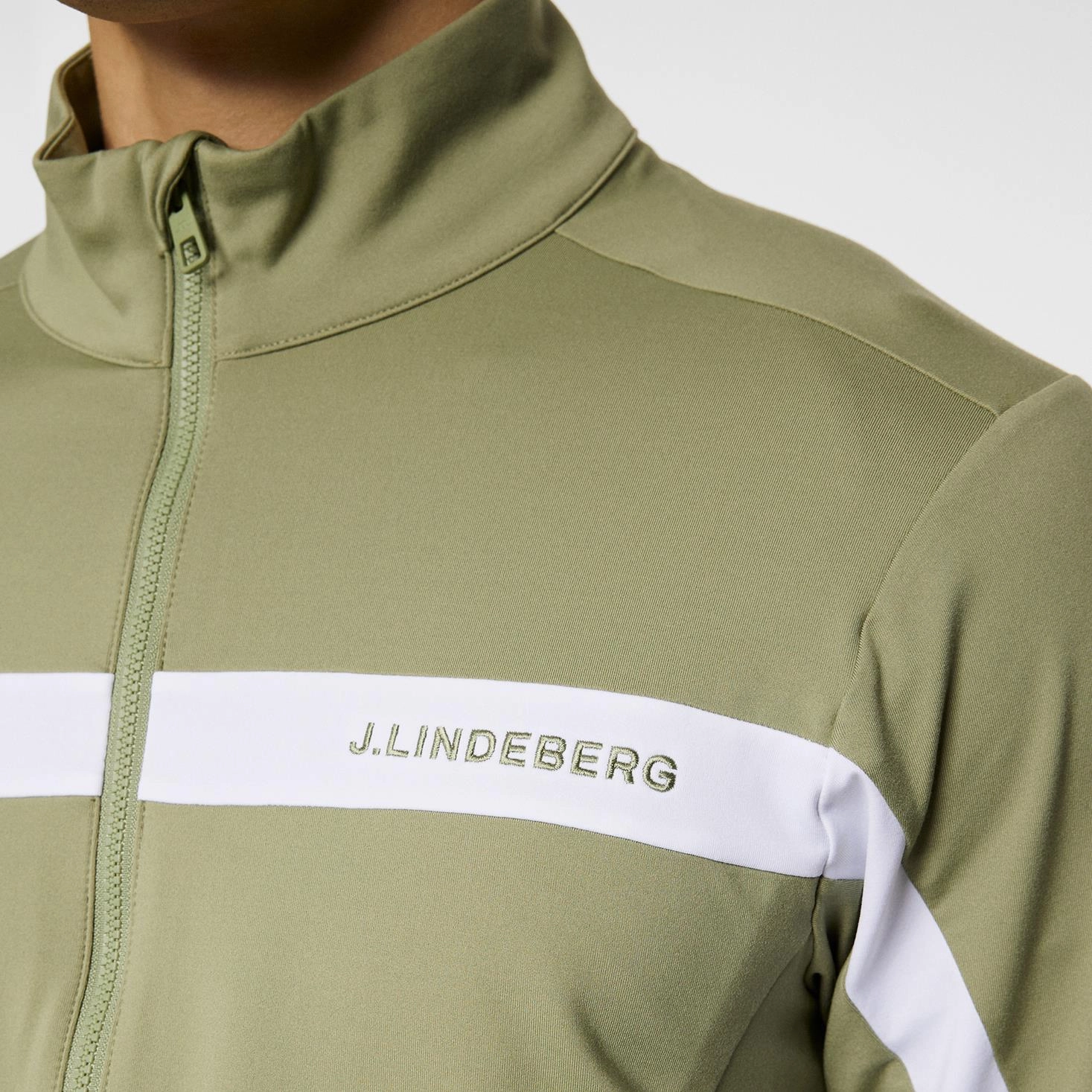 Jarvis Full Zip Mid Layer Oil Green J.Lindeberg Golfwear for Men