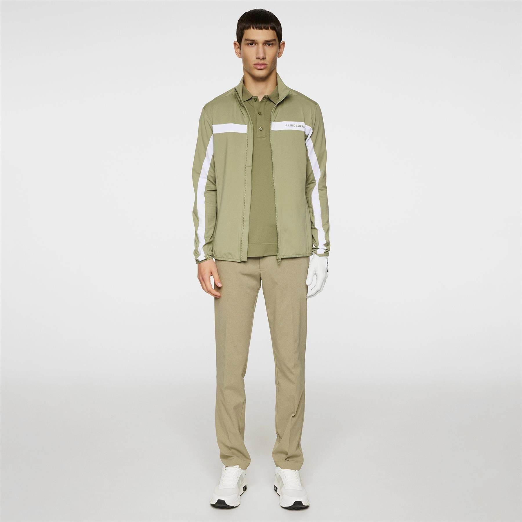 Jarvis Full Zip Mid Layer Oil Green J.Lindeberg Golfwear for Men