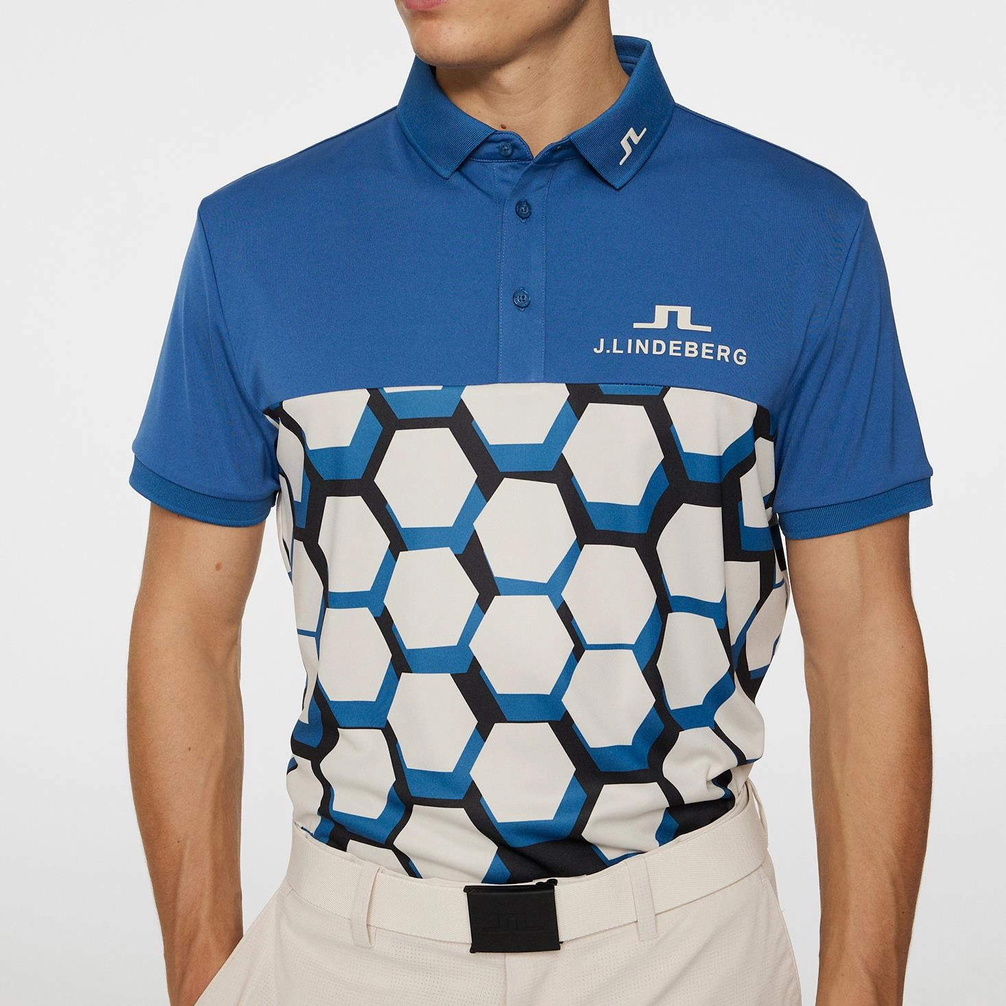 Jeffrey Tour Polo Causeway Moonbeam Black J.Lindeberg Golfwear for Men