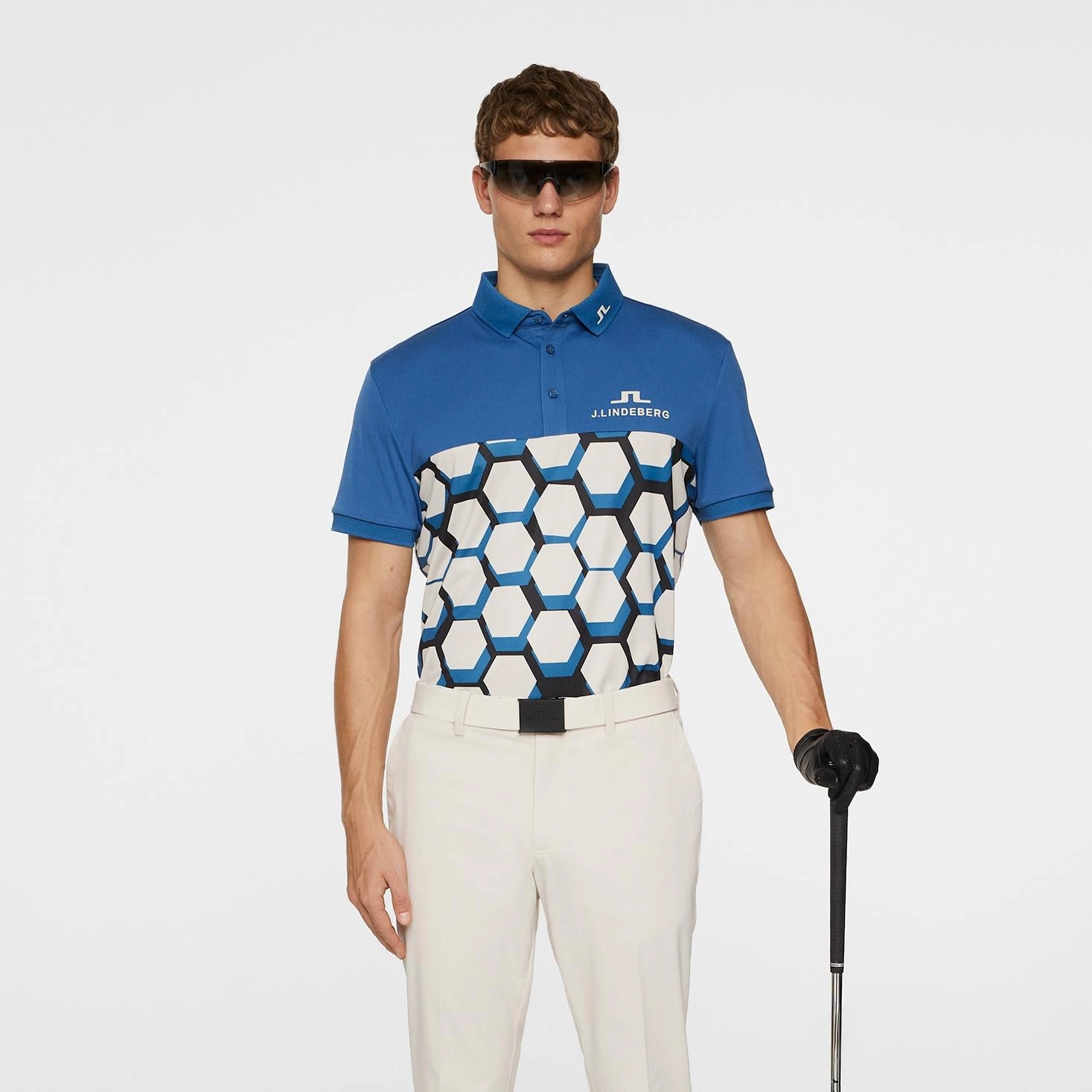 Jeffrey Tour Polo Causeway Moonbeam Black J.Lindeberg Golfwear for Men