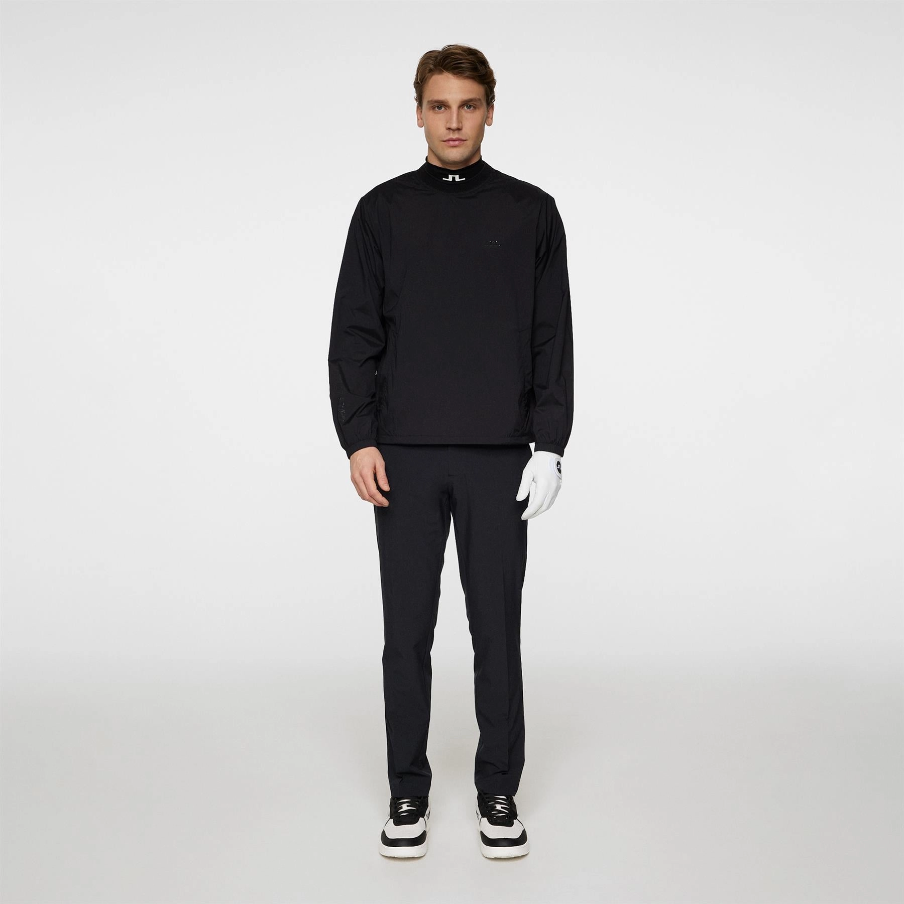 JL Pro Crew Neck Windbreaker Black J.Lindeberg Golfwear for Men
