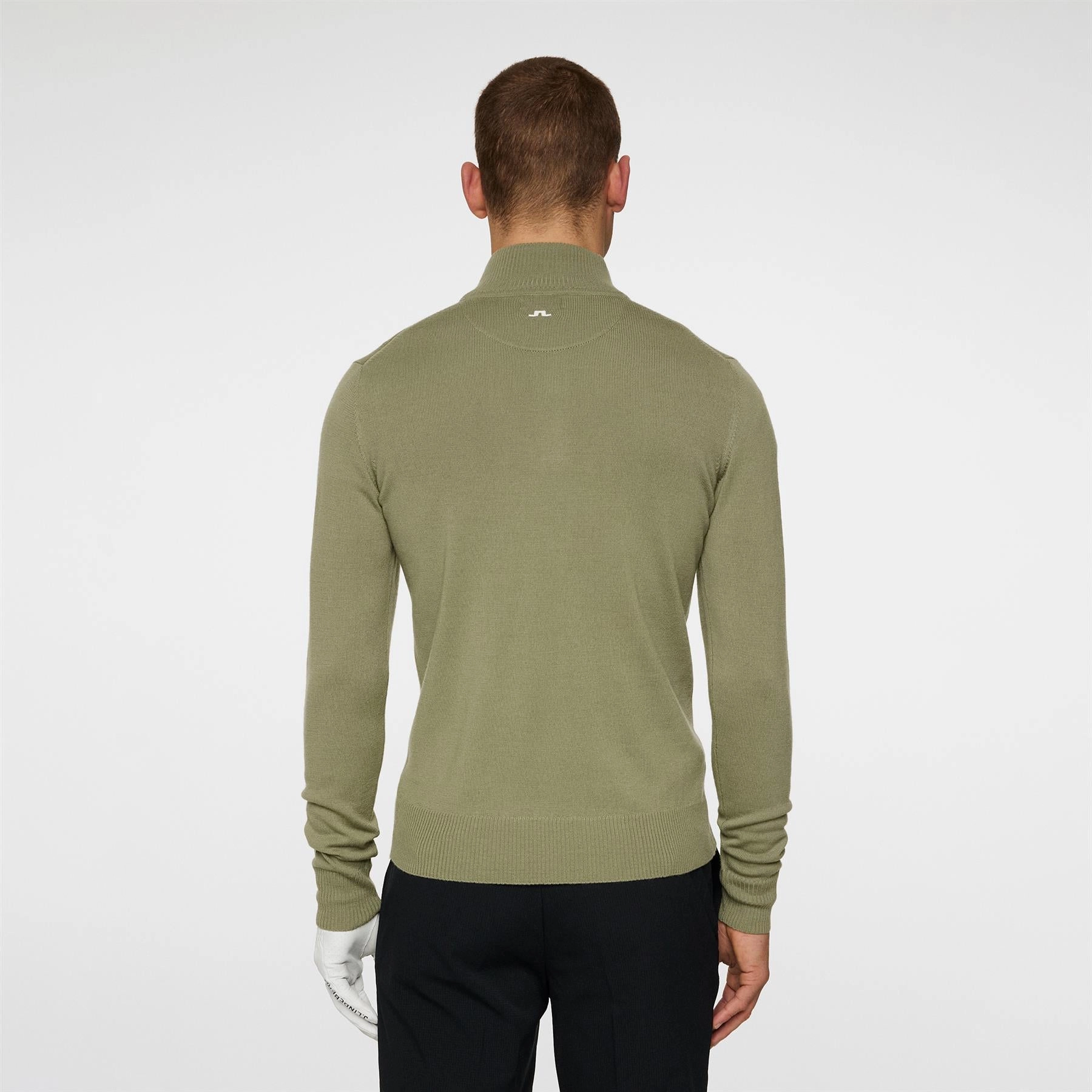 Kian Quarter Zip Golf Sweater Oil Green J.Lindeberg Golfwear for Men