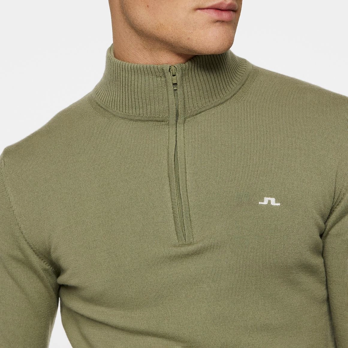Kian Quarter Zip Golf Sweater Oil Green J.Lindeberg Golfwear for Men
