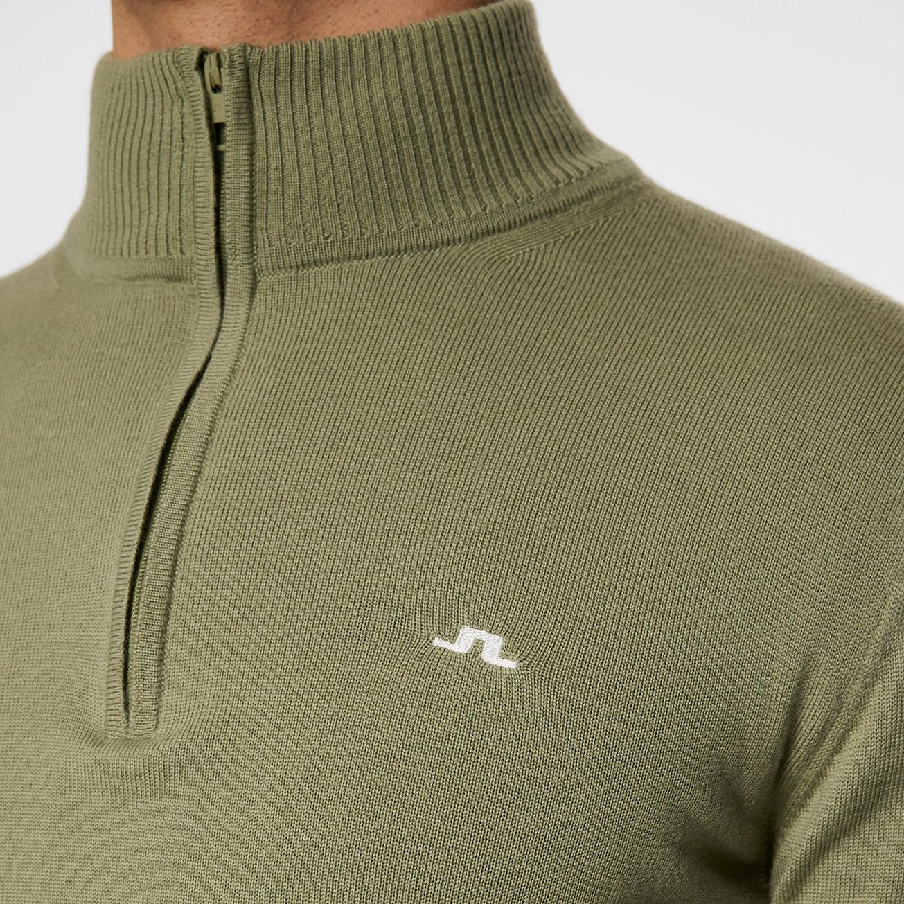 Kian Quarter Zip Golf Sweater Oil Green J.Lindeberg Golfwear for Men