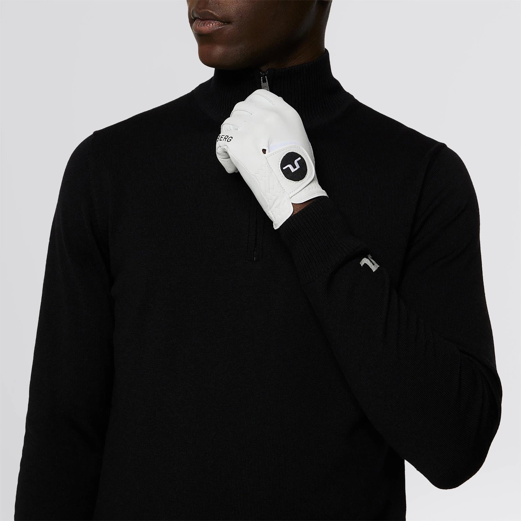 Kian Zipped Golf Sweater Black J.Lindeberg Golfwear for Men