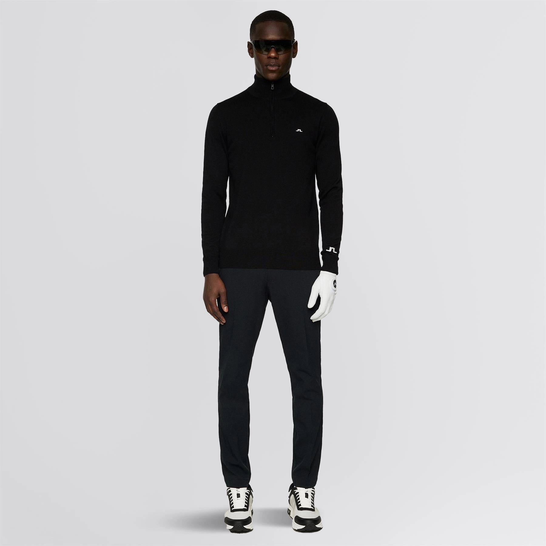 Kian Zipped Golf Sweater Black J.Lindeberg Golfwear for Men
