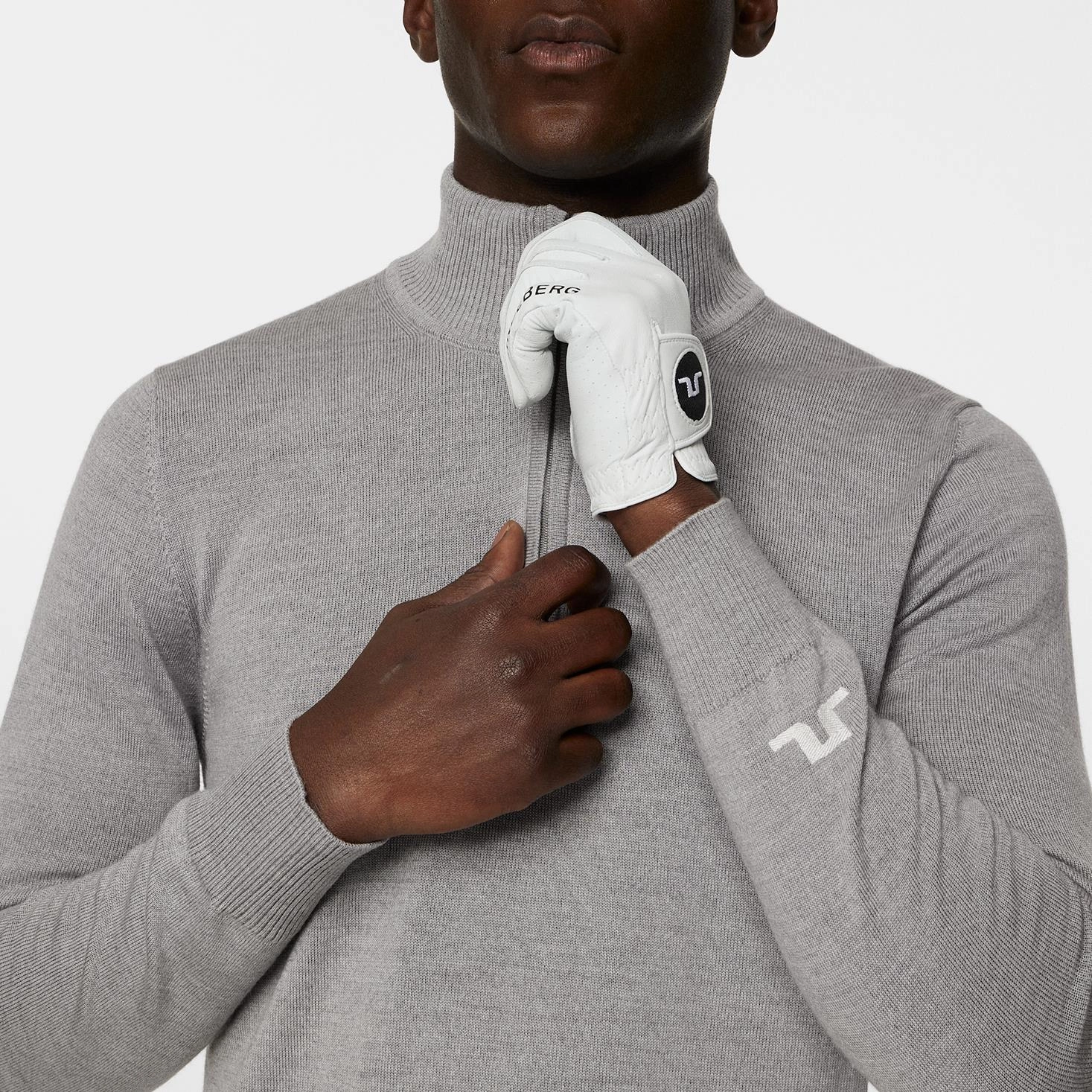 Kian Zipped Golf Sweater Grey Melange J.Lindeberg Golfwear for Men